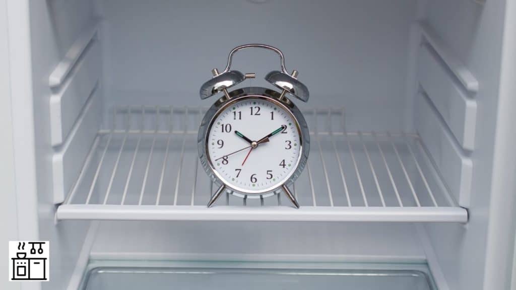 Image of a clock in a refrigerator