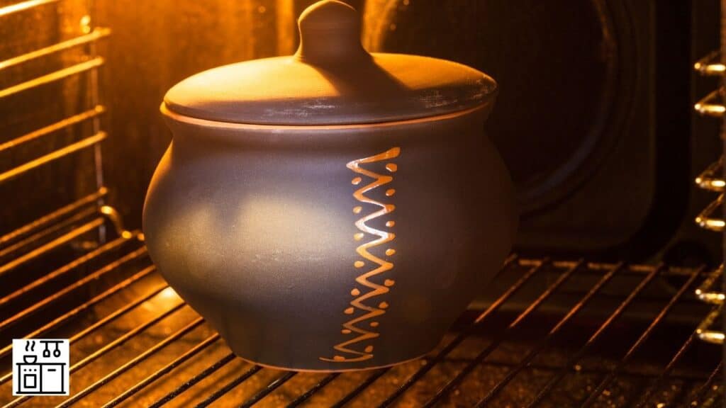 Ceramic pot in the oven