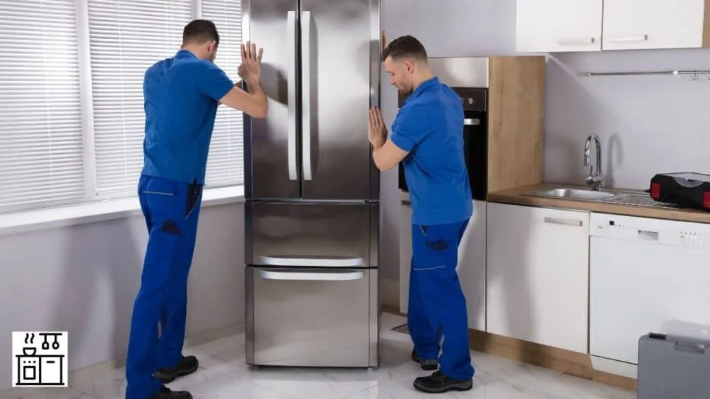 Image of a refrigerator about to be laid down