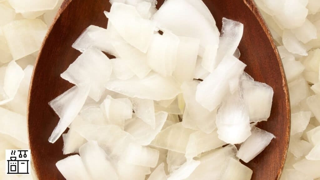 Chopped onion about to be frozen