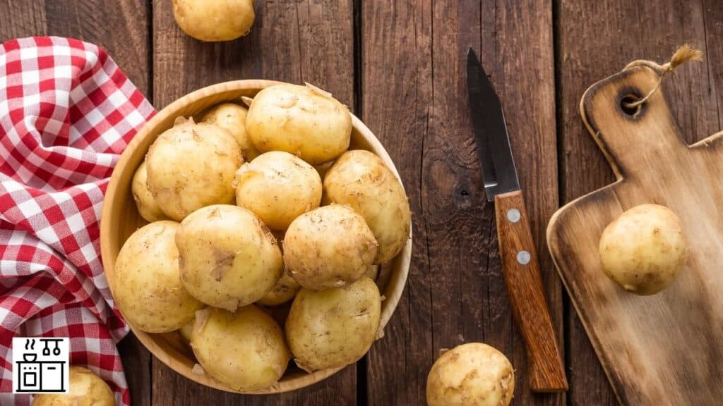 Potatoes on a table