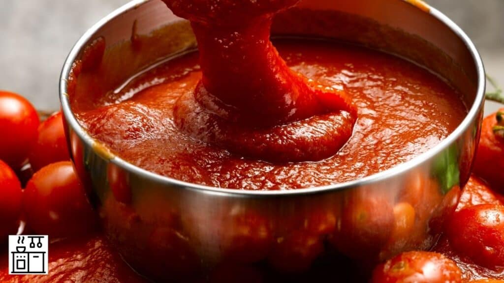 Tomato sauce in a vessel