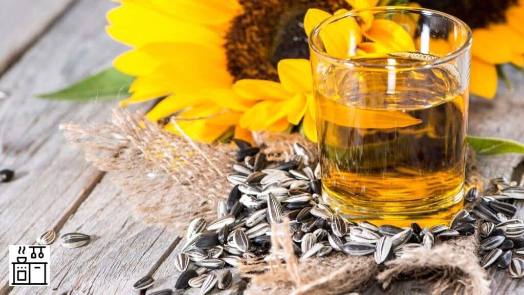 Sunflower oil in a glass