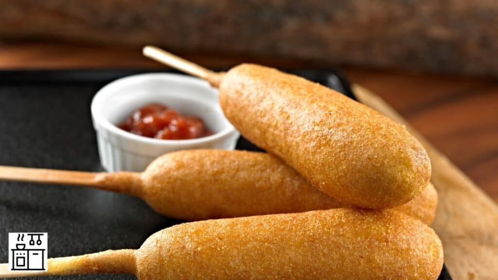 Corn dogs served in a plate