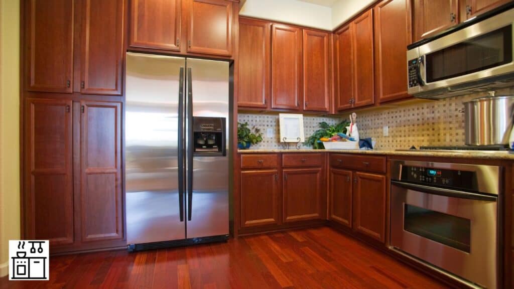 Kitchen with refrigerator