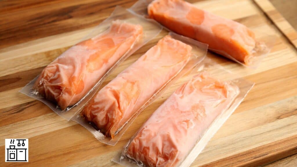 Frozen salmon to be put in microwave