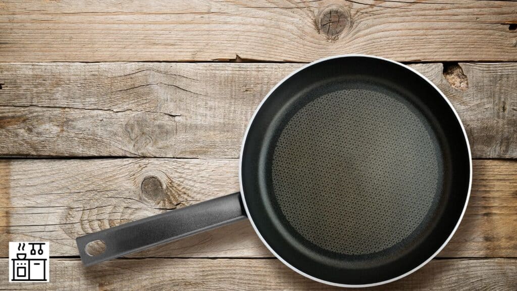 Frying pan on table