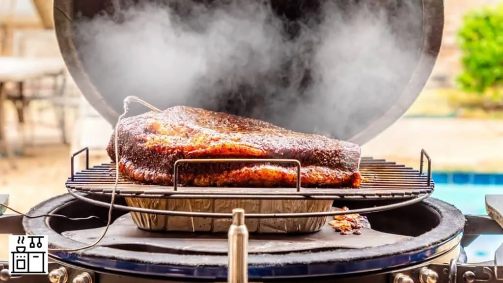 Smoking brisket on grill
