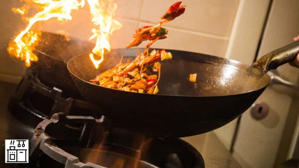 Wok in use