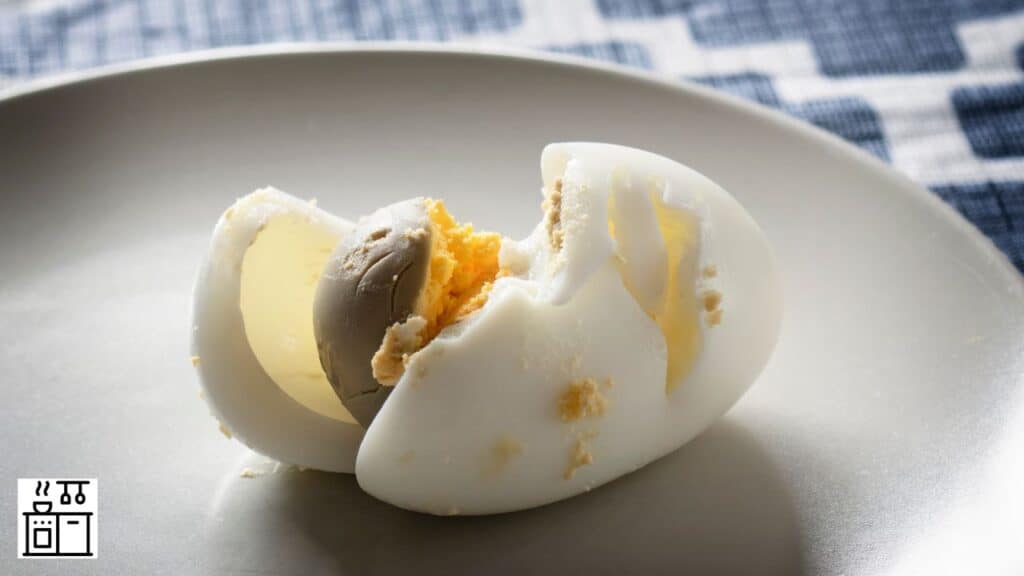 Hard-boiled egg with grey yolk