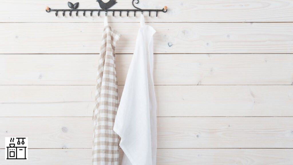 Towels hanging in the kitchen